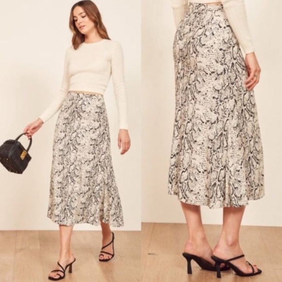 Reformation Dresses & Skirts - Reformation Snake Print Midi Skirt size 0